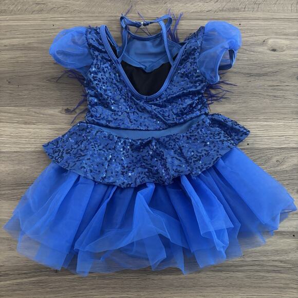 Weissman Royal Blue Skirted Feathers Dance Recital Costume Child Medium CM - Picture 4 of 7